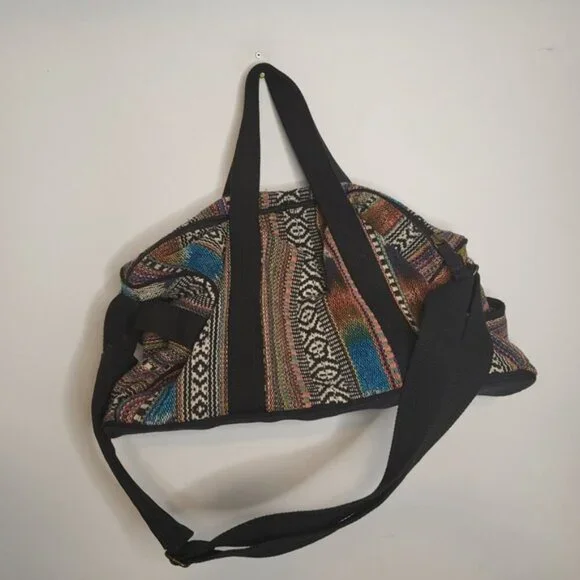 Roots African Prints Shoulder Crossbody Travel Luggage Duffle Bag Brown - Picture 11 of 13